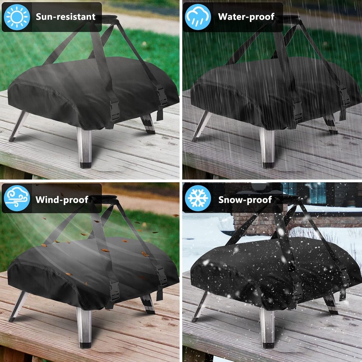 Beschermhoes voor Gas Pizza Oven, Waterdichte Draagtas voor Buitengebruik, 600D Oxford Stof, Geschikt voor Ooni Koda 12 en Andere Modellen – foto 7