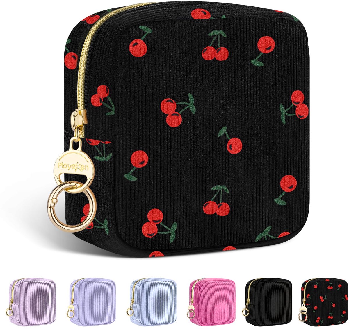 Make-uptas dames 12,5 x 5 x 12,5 cm - corduroy - kleine toilettas - ideaal voor onderweg - ShopVlot