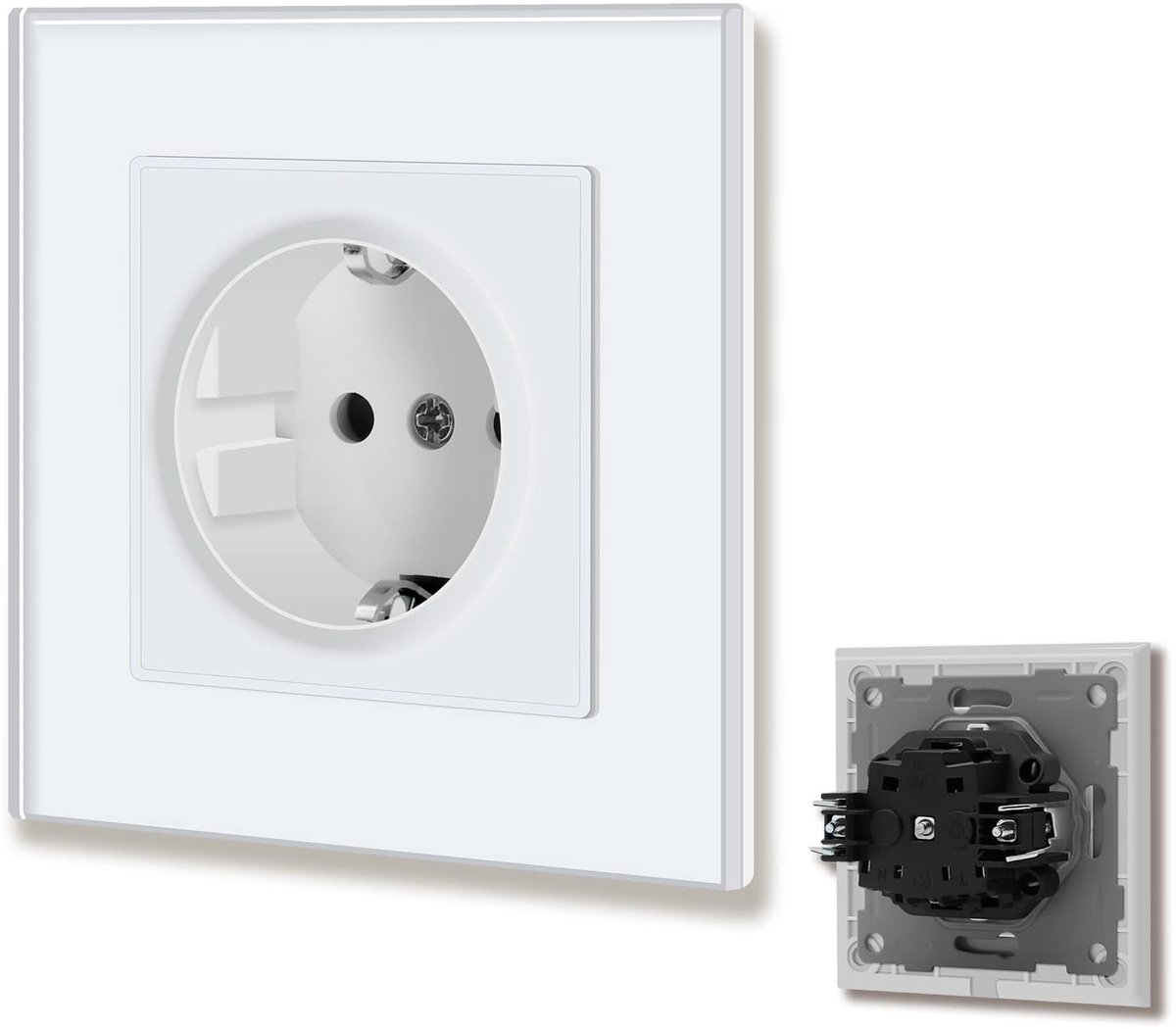 Stopcontact 1-voudig 16Amp - Kristalglasplaat - Onderputz inbouwstopcontact - Ideaal voor wandgebruik - ShopVlot