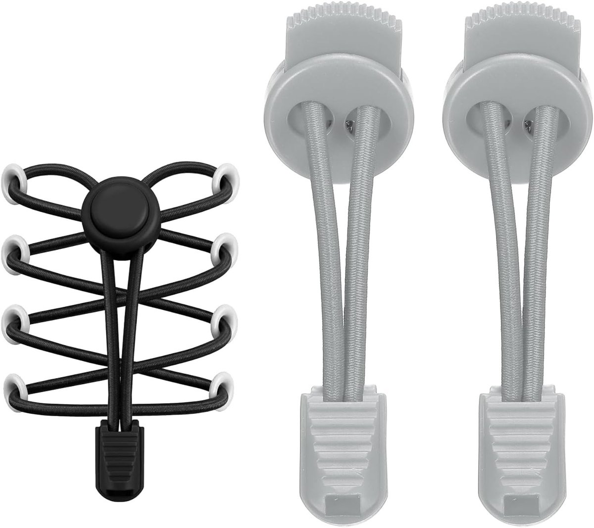 Elastische veters voor schoenen - 2 stuks zonder knopen, ideaal voor sneakers en tennisschoenen, lichtgrijs