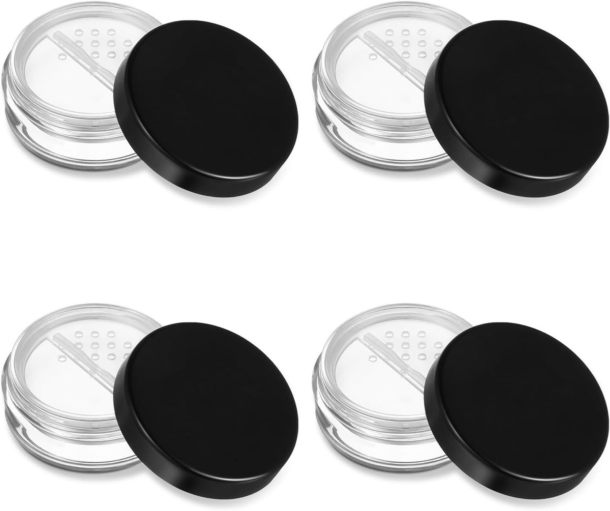 Set van 4 Herbruikbare Poedercontainers van 10g, Transparante Lege Jars met Verwijderbare Zeefdeksel voor Make-up en Cosmetica