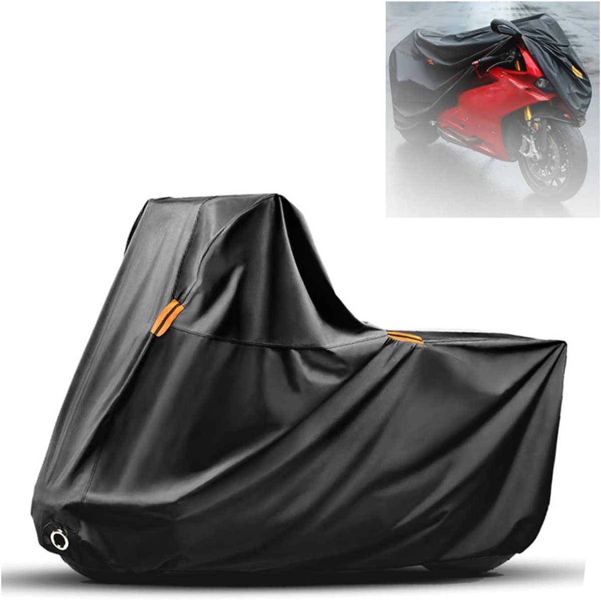 Waterdichte Motorhoes 420D met Reflecterende Strepen en Diefstalbeveiliging, UV-bestendige Motorbescherming voor Motoren van 2.4-2.6 m Lengte (XL 280 x)