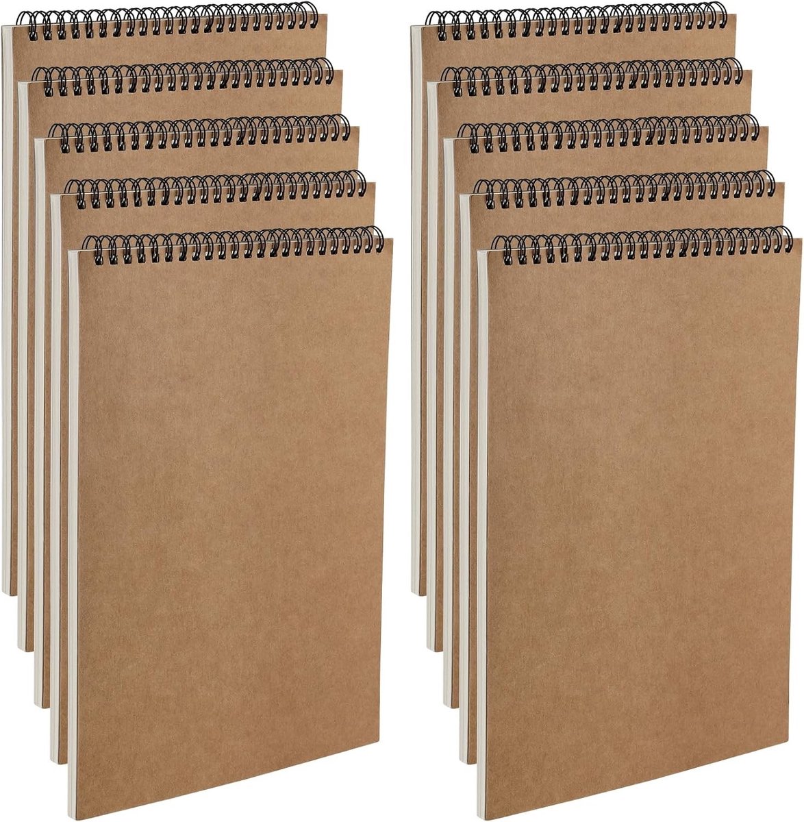 10 Stuks A4 Spiral Gebonden Schetsboek met 30 Vellen, 160gsm, Kraft Cover voor Tekenen en Schilderen
