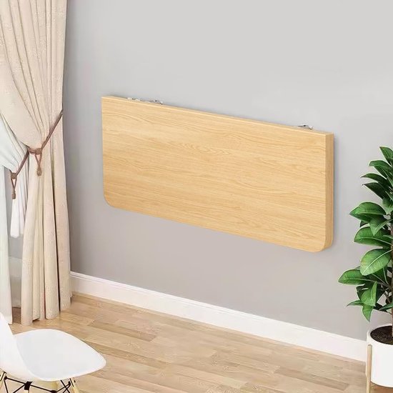Houten Wandtafel - Klaptafel - Ruimtebesparend Werken - Wandmontage Ontwerp - 60 x 30 cm - Walnoot — afbeelding 4