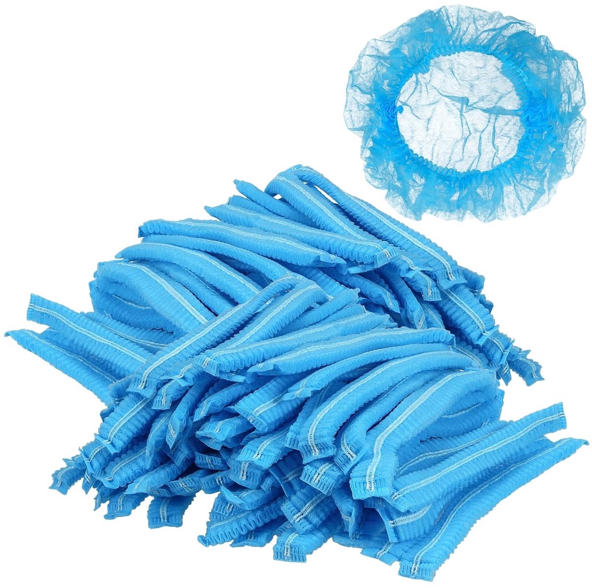 400 Pack Wegwerp Haarnetjes, Niet-Geweven Hoofdmutsen met Dubbele Elasticiteit voor Catering, Voedingsindustrie, Schoonmaak en Kapsalons, Blauw