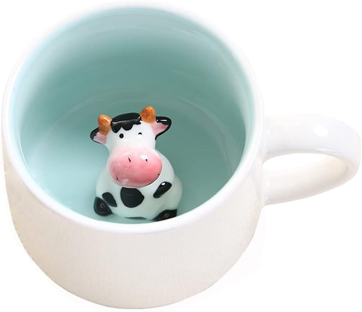 Kawaii Koe Keramische Mok, 3D Dieren Ontwerp voor Koffie, Thee en Chocolade, Perfect Cadeau voor Verjaardagen en Feestdagen