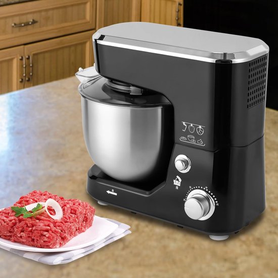Keukenmachine - Mixer - Bakken en Koken - Krachtige 1000W Motor - 5 Liter Kom - Zwart Zilver — afbeelding 5
