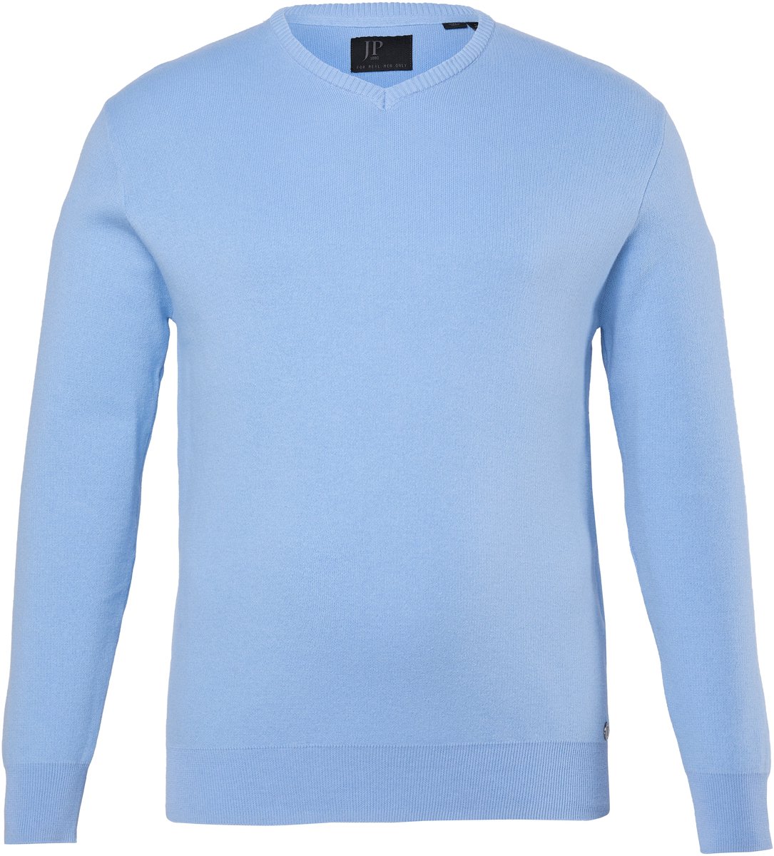 JP 1880 - Heren - Trui CashmereTouch fijn breisel V-hals - Hemelsblauw - Maat 3XL