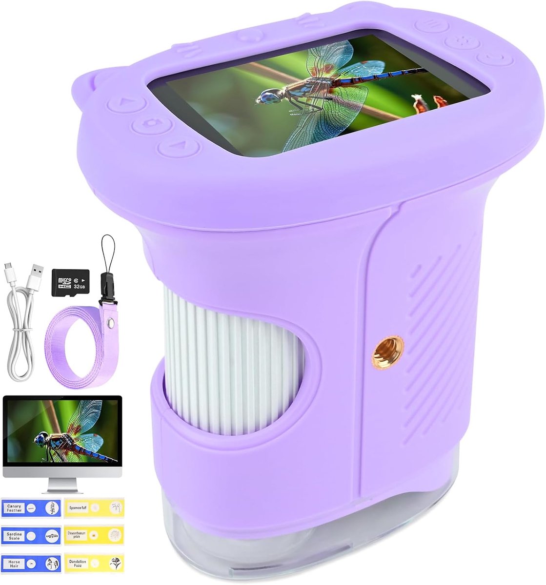 Microscoop voor kinderen, 1000X 4K digitale microscoop voor kinderen met 1080P HD 2,4 inch IPS-display en 8 leds - ShopVlot