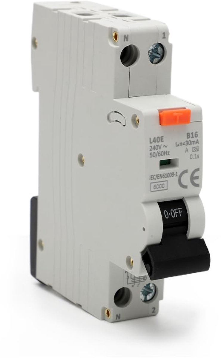 Schakelaar voor stroomonderbreking, 16A beveiliging, RCBO B16A 30mA voor veilige elektrische installaties