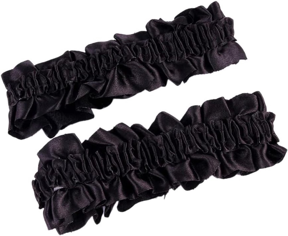 Twee Delige Bruids Garter Belt Set van Elastisch Satijn met Kant voor de Perfecte Bruiloft, Sexy Ondergoed en Accessoires in Zwart