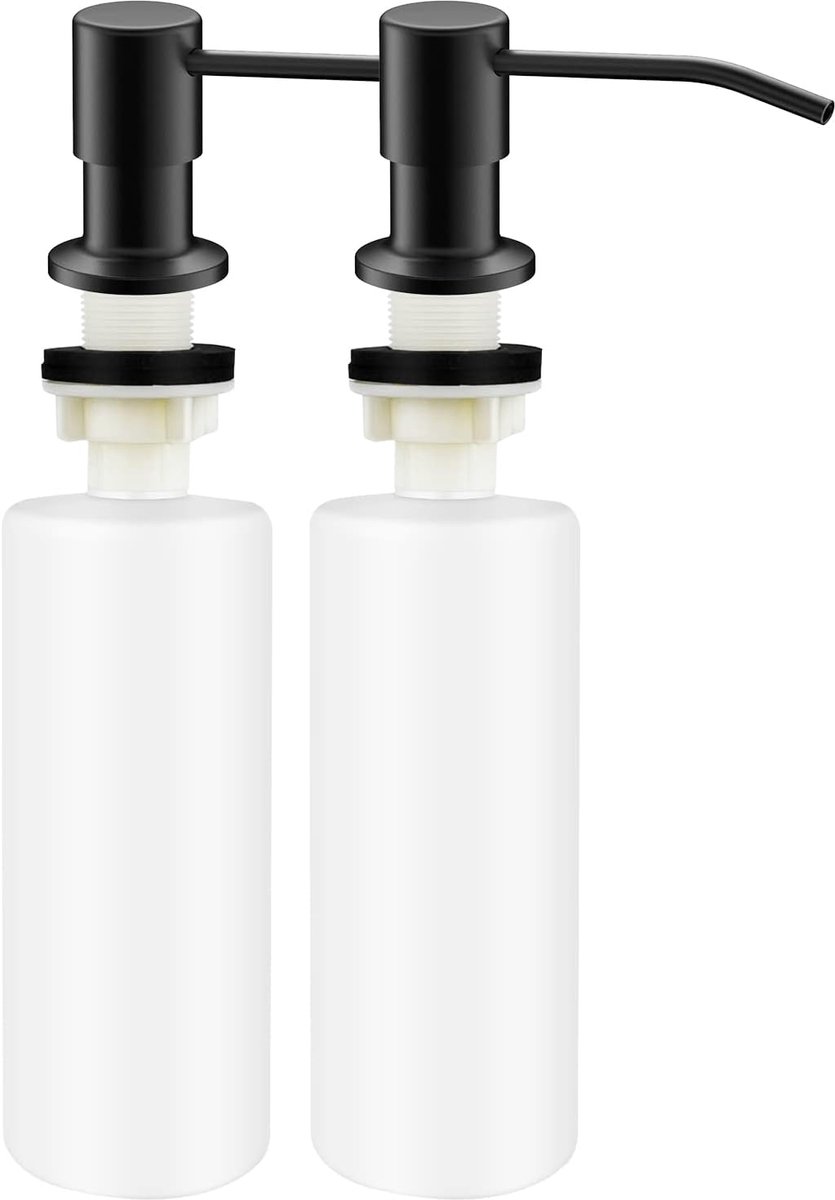Zeepdispenser 2 stuks - roestvrij staal - navulbaar - 360° rotatiepomp - ShopVlot