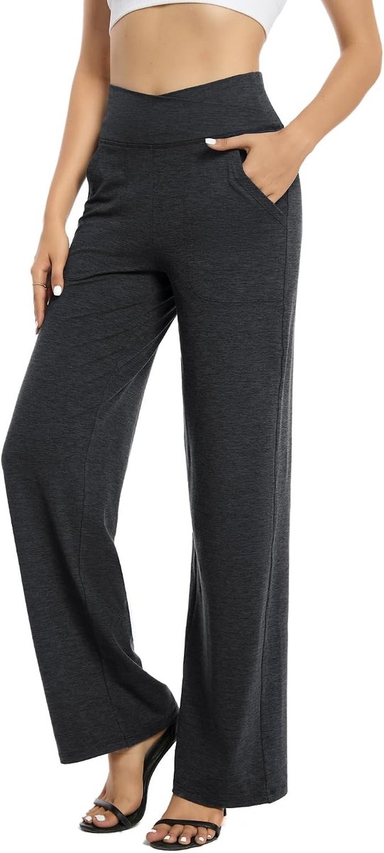 Dames Wijdvallende Broek voor Yoga met Zakken - Stretch Casual Lounge Pants voor Diverse Lengtes
