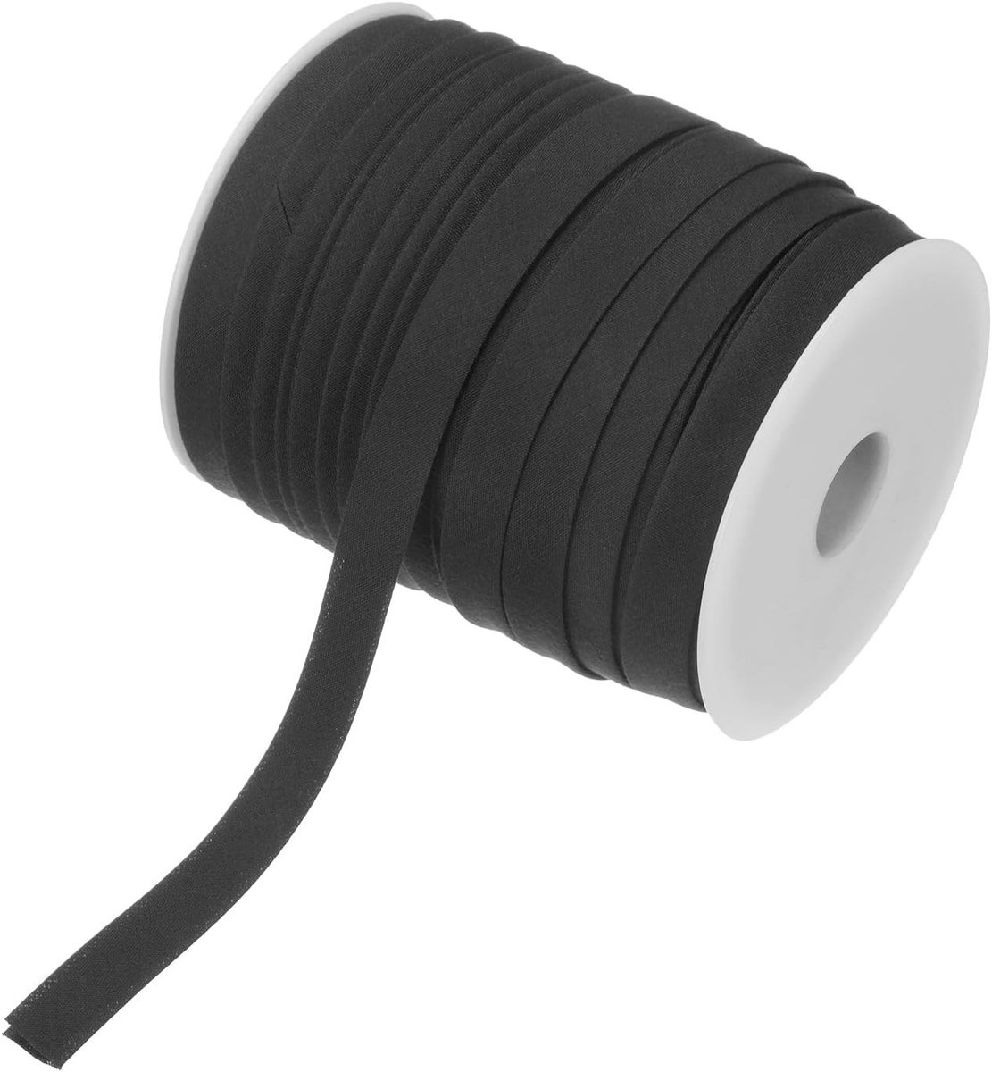Dubbelgevouwen Bias Binding 1/2 Inch 50m Katoen voor Naaien, Quilten en DIY Projecten - Zwart