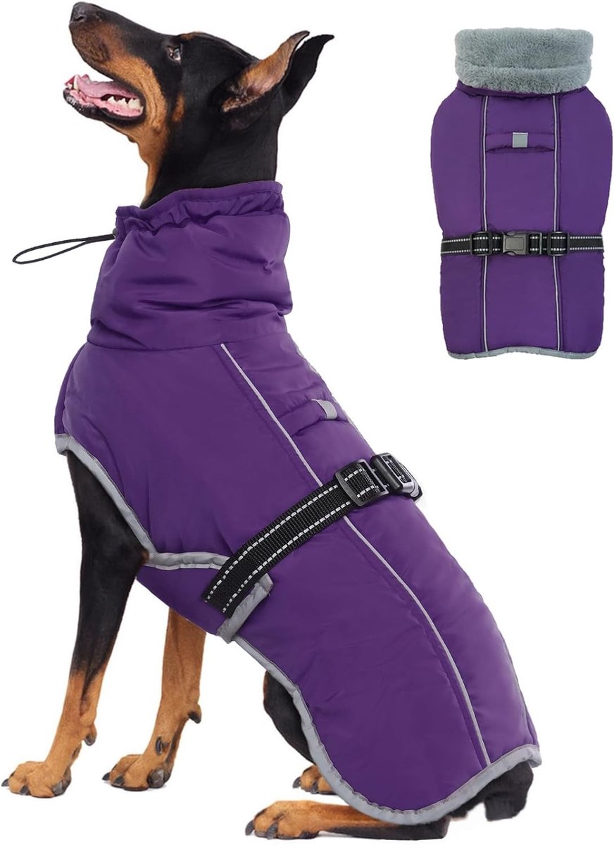 Winterjas voor Grote Honden, Waterdichte en Reflecterende Hondenvest, Winddichte Snowsuit met Fleece Voering voor Comfort en Bescherming
