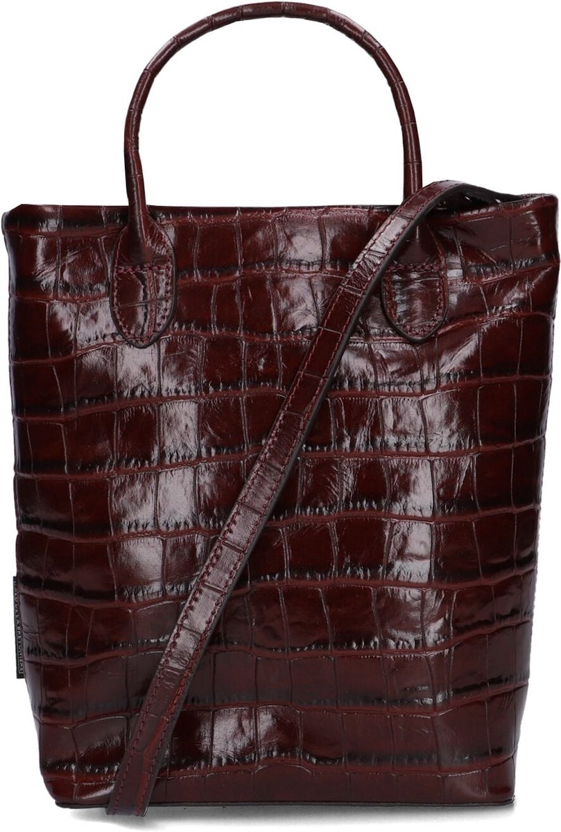 Fred De La Bretoniere - VICKY HANDBAG Croco Print Leather Bordeaux Red - Maat One Size