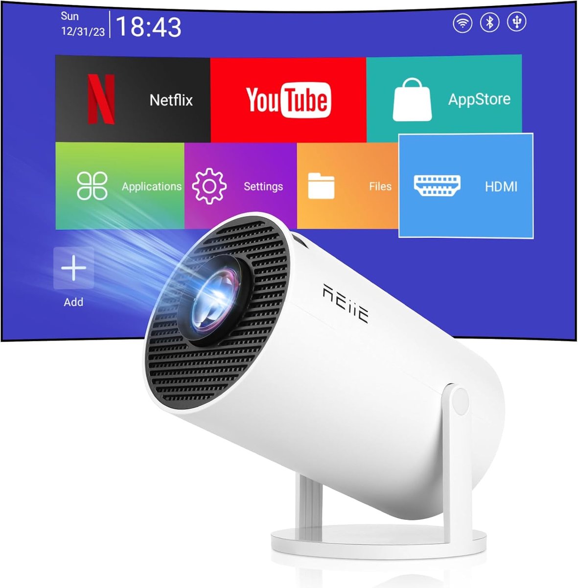Smart Mini Projector Portable Mini Projector, Small Video Projector 4K 1080P, with Android 11, Projector WiFi 6 BT5.0 - ShopVlot