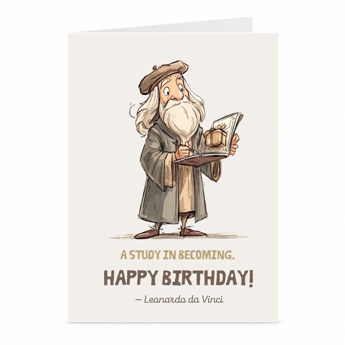 Leonardo da Vinci - Verjaardagskaart - JustTheCardGuy - A6 met envelop