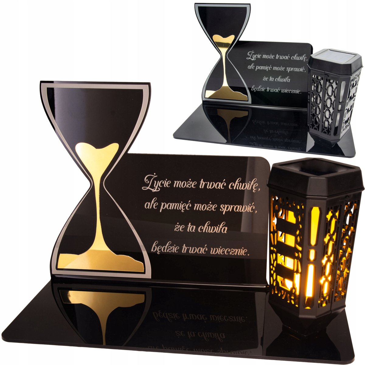 Grote Zonne-lantaarn voor Kerkhof Graf - LED Lamp met Gravure
