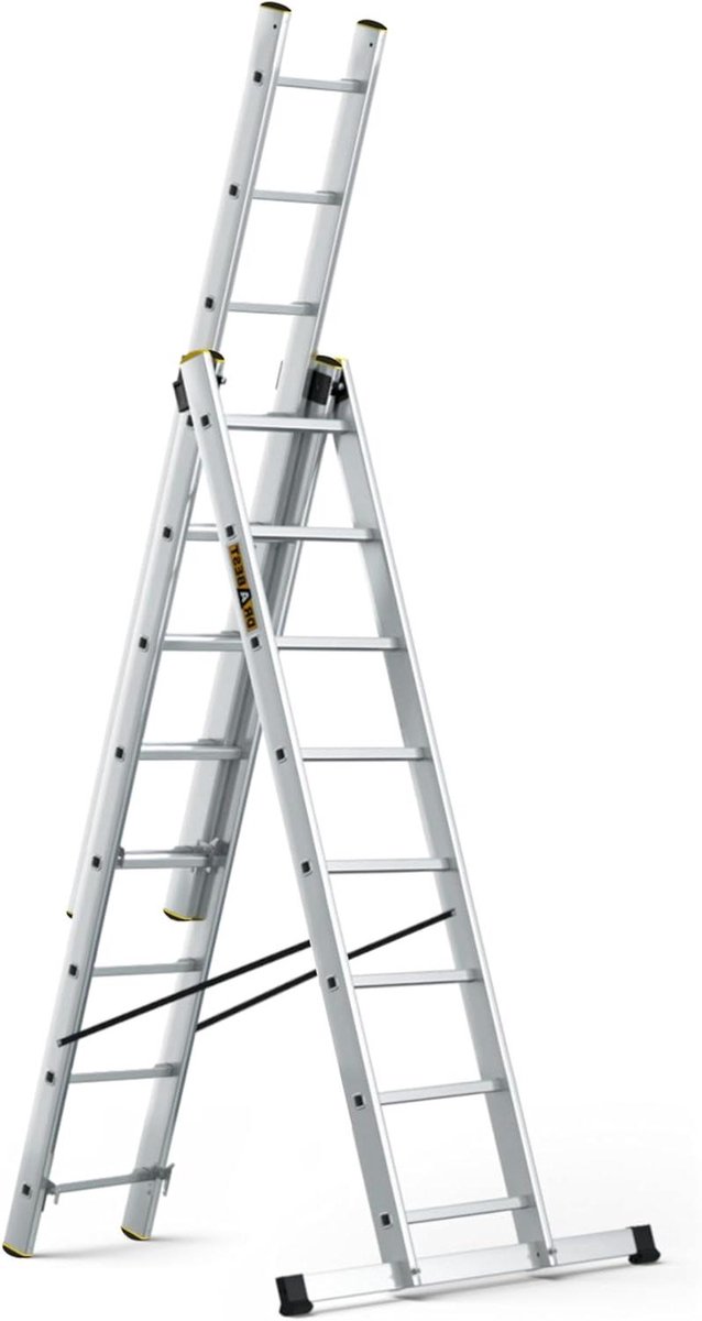 Aluminium Ladder - Combinatie Ladder - Veilig Werken - Robuuste Stabiliteit - Werkhoogte 5.05m - Zilver