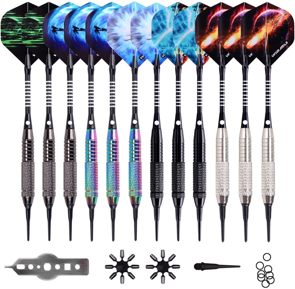 SolidKeus - Set van 12 Professionele Soft Darts met Plastic Punt
