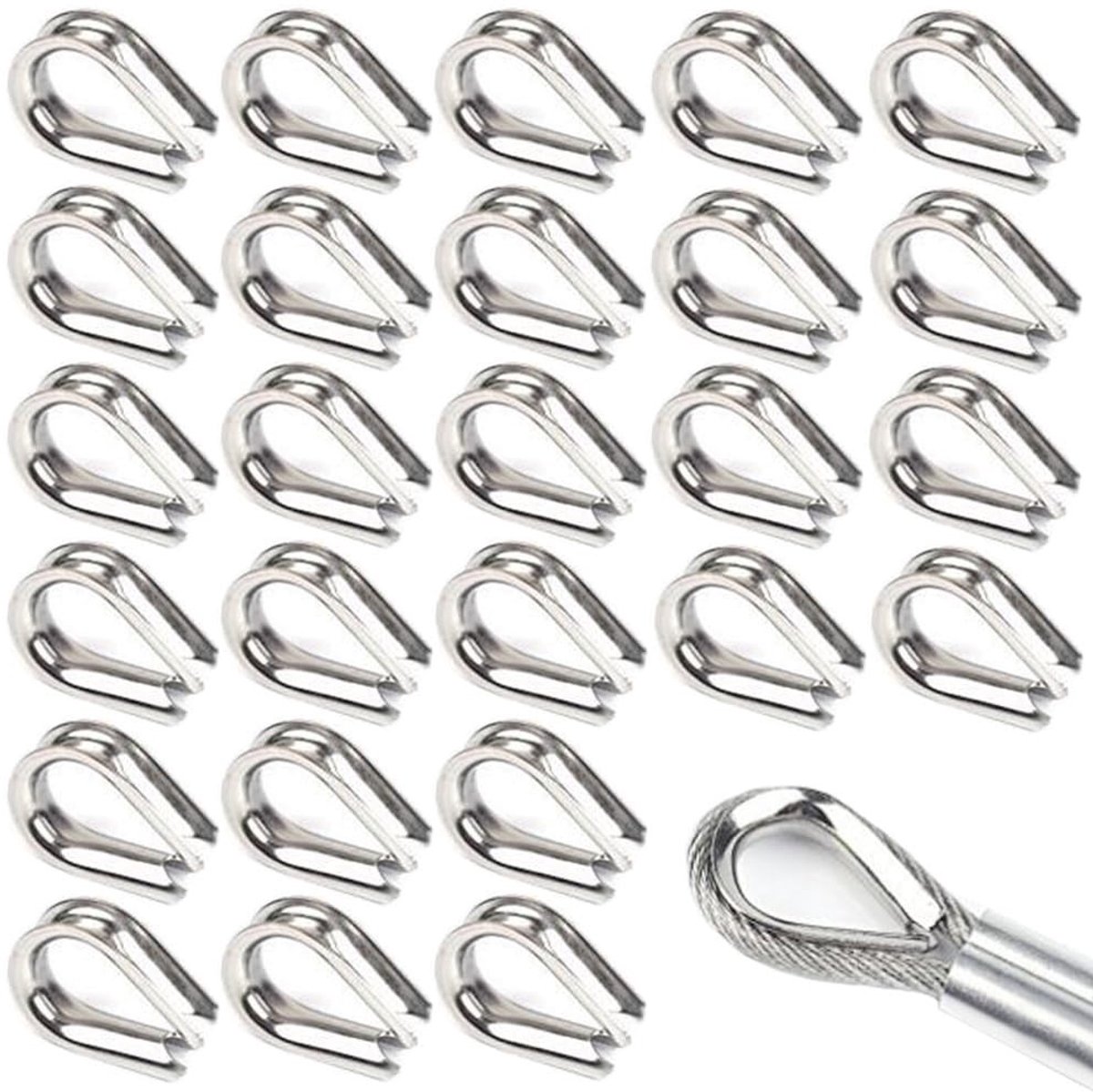 SolidKeus - Set van 50 RVS Kabelbeschermers voor 4mm Draad