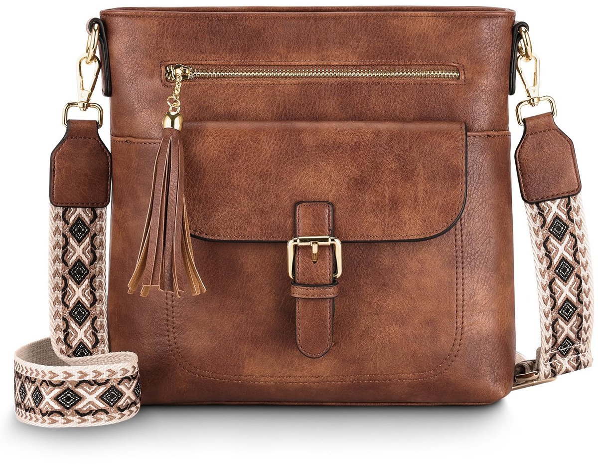 SolidKeus - Dames Crossbody Tas van Zacht Vegan Leer met Gitarenriem