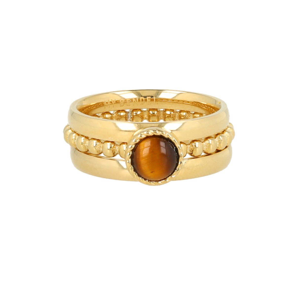 My Bendel - Ringen Set met Tiger Eye - met Luxe Cadeauverpakking | Sieraden Voor Dames | Maat 19.00 Mm / Maat 60