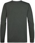 Donkergroen T-shirt met lange mouwen, zonder opdruk.