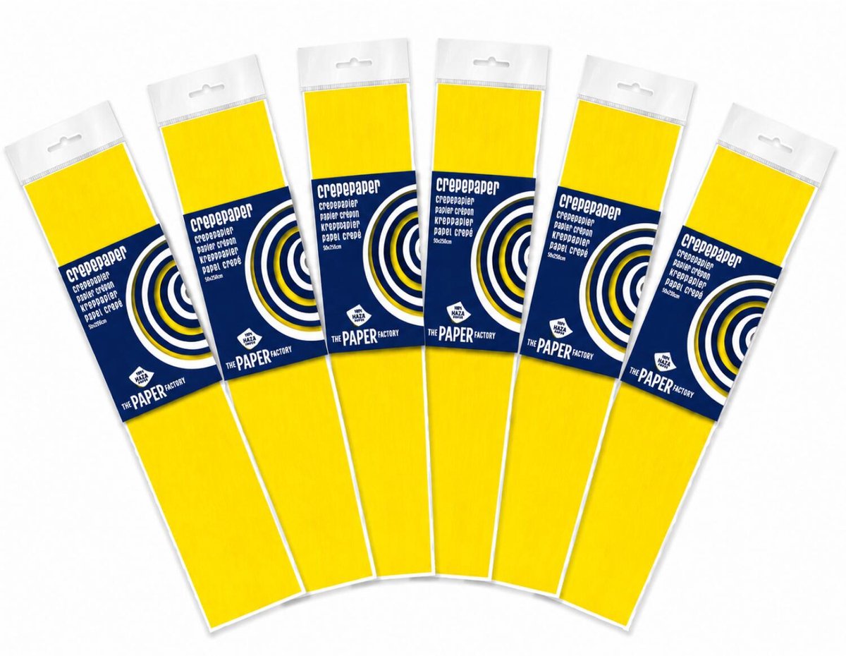 6x Crepe papier plat neon geel 250 x 50 cm - Knutselen met papier - Knutselspullen