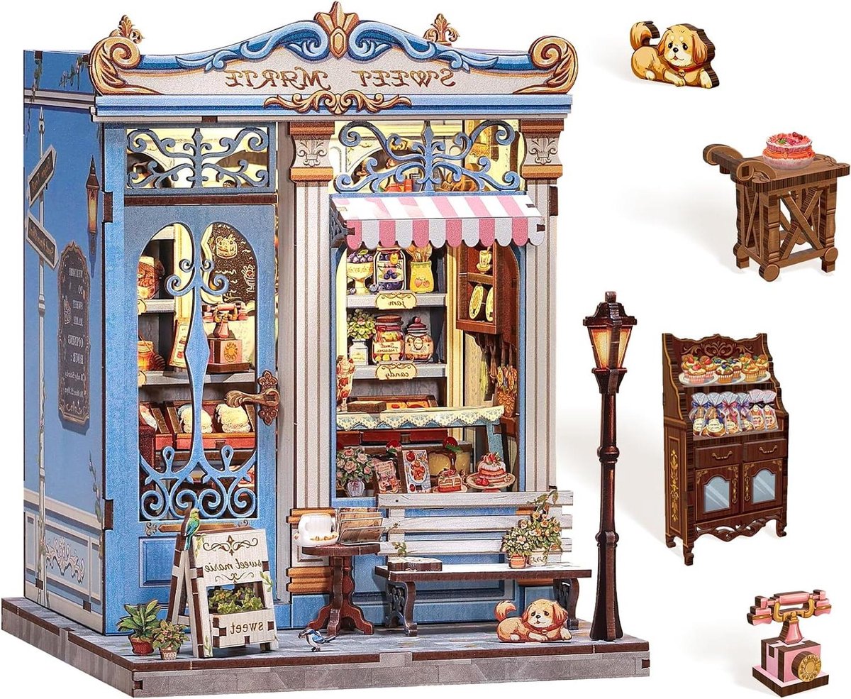 Boekenkast Decoratie - Miniatuur Huis - Creatief Hobby - Met LED Verlichting - 10 x 10 x 10 mm - Blauw