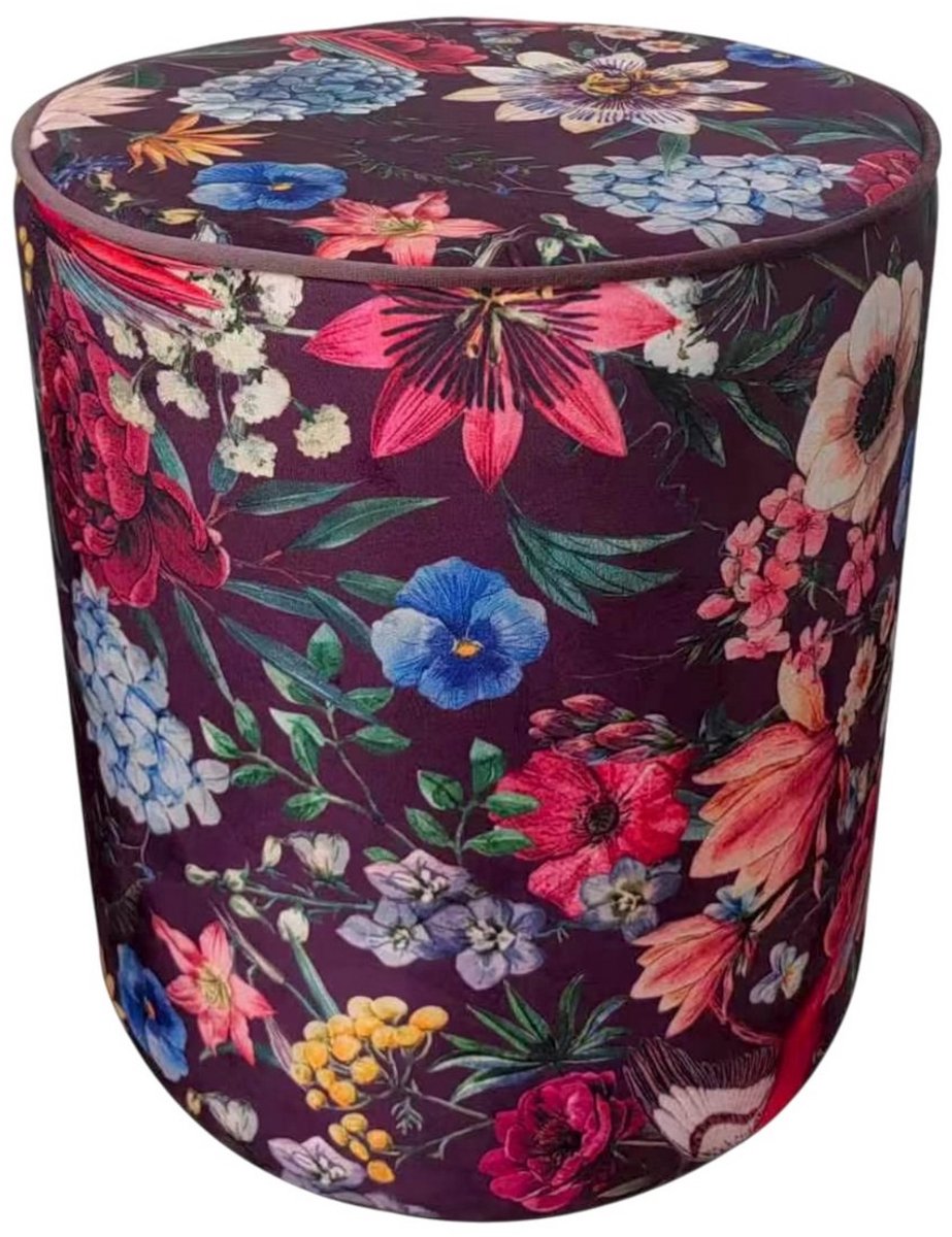Poef fluweel Imelda paars 35x35x40cm