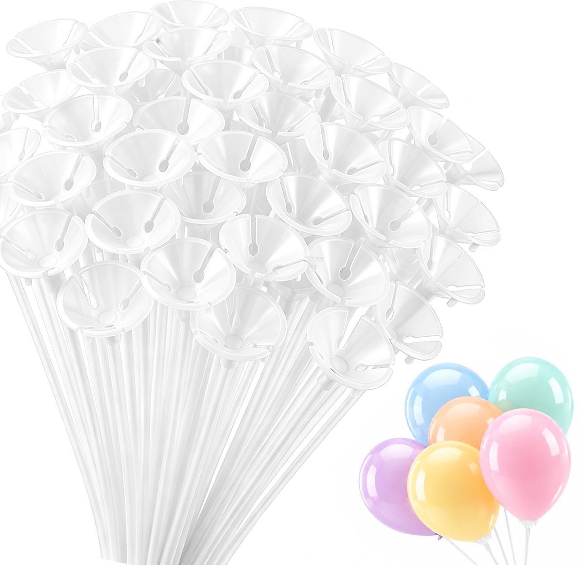 SolidKeus - 150 Stuks Herbruikbare Ballonhouders met Staven voor Feestjes