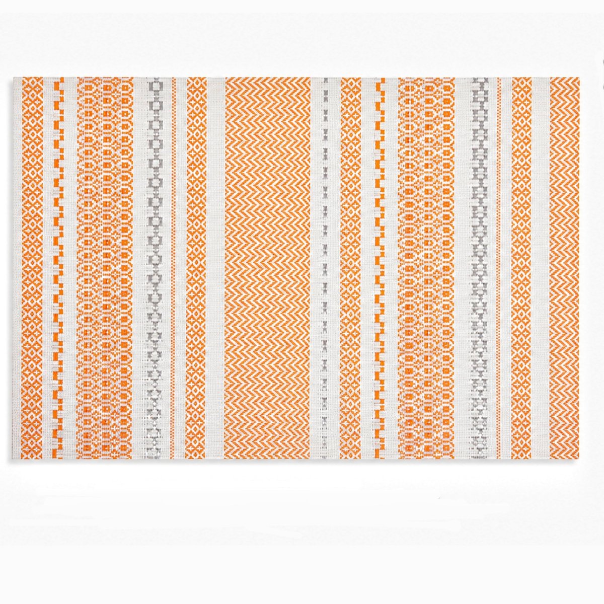 SolidKeus - Set van 6 Oranje Woven Vinyl Placematjes, Hittebestendig en Wasbaar