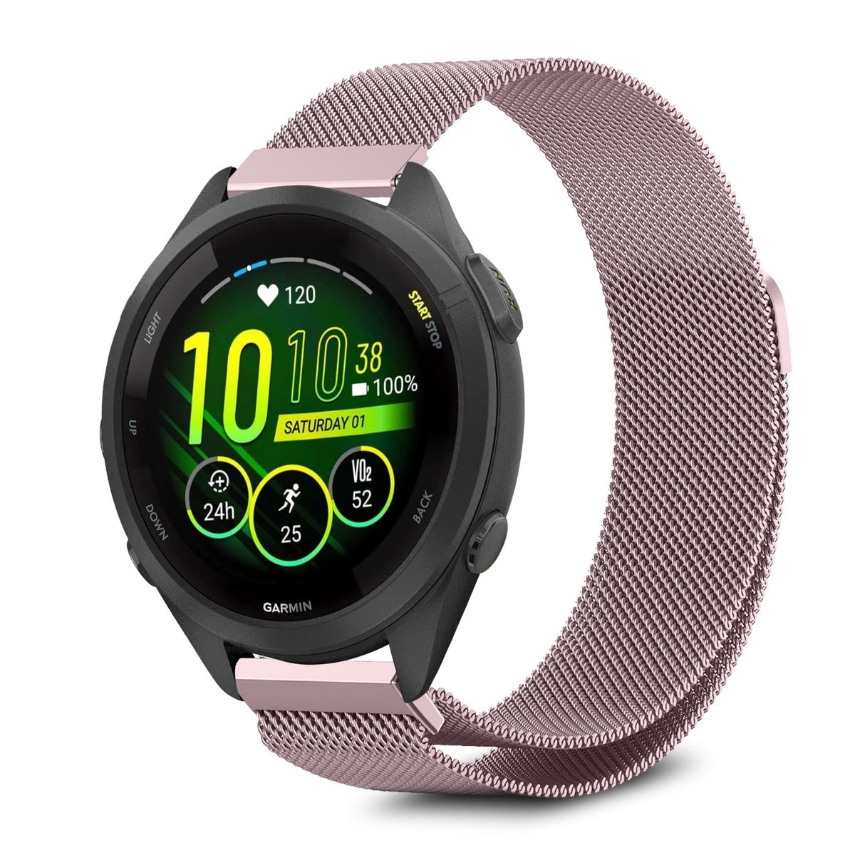 SolidKeus - Metaal Mesh Horlogeband voor Smartwatch met Magnetische Sluiting, Roze