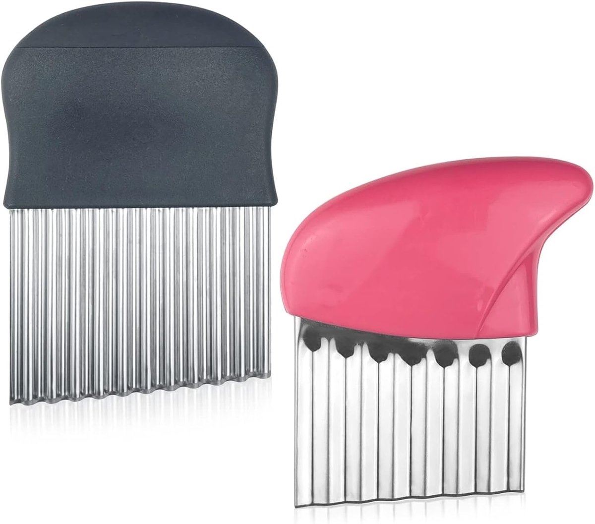 2 stuks Crinkle Cutter Multifunctionele Roestvrij Staal Frietsnijder Golvende Snijder, voor Aardappelen, Groente, Wortelen Snijden