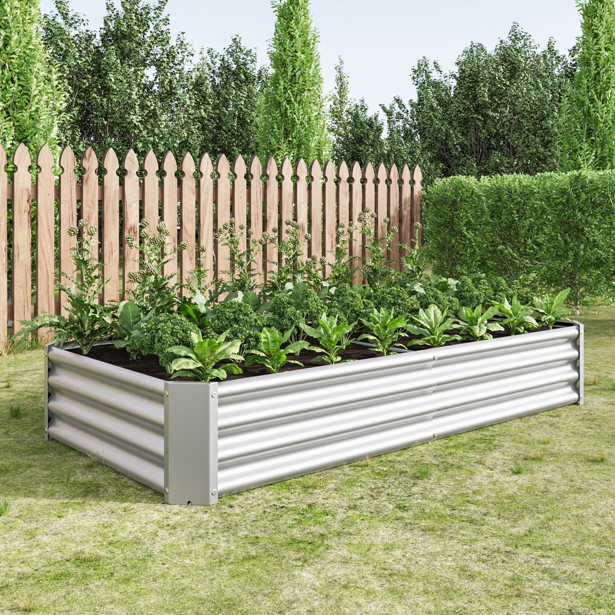 Moestuinbak Verzinkt Metaal Zonder Bodem 180 X 90 X 30 Cm Zilver Voor Groenten Kruiden En Bloemen In Tuin Terras En Erf