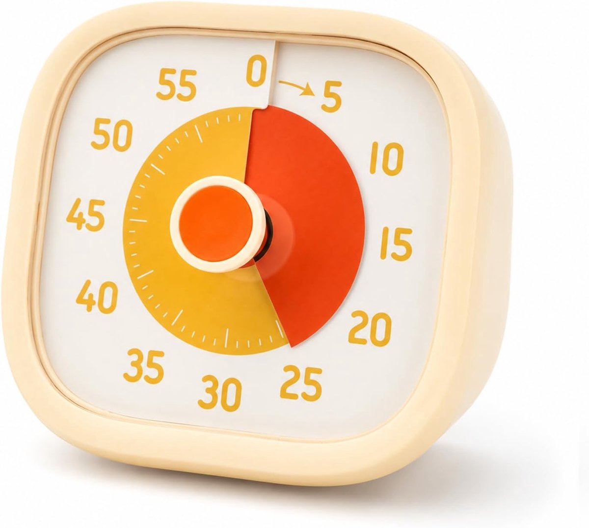 Timer, 60 minuten afteltimer met stille modus en alarm, analoge tijdmanagementtimer voor keuken, kantoor, leren en concentratie, crèmekleuren, vierkant design