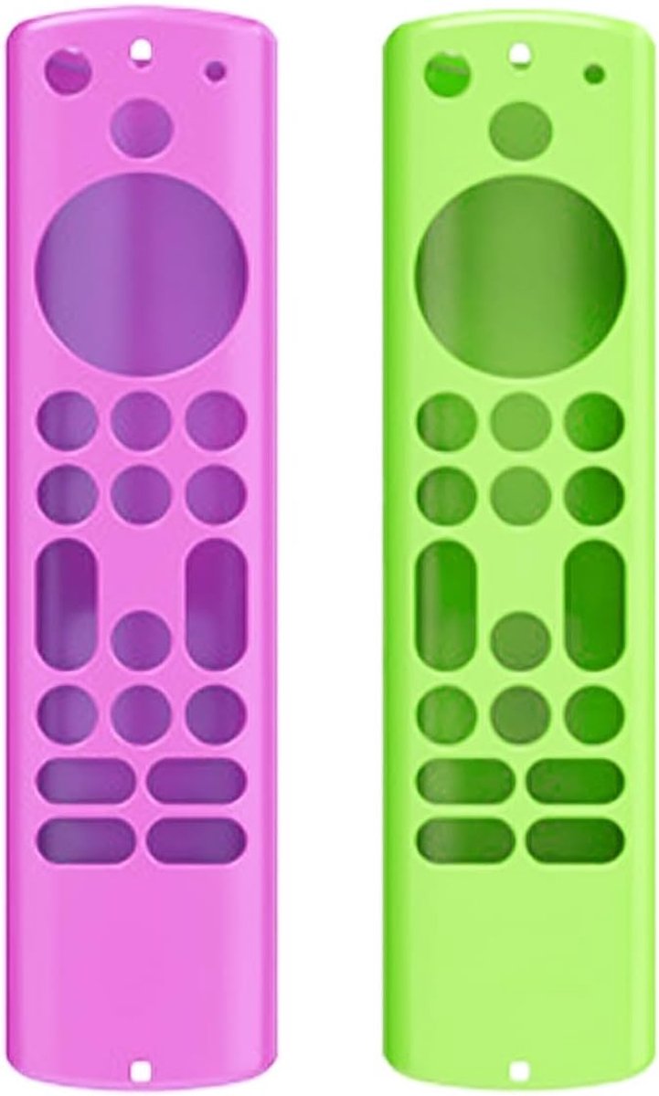 2-pack afstandsbedieningshoes (glow in the dark) voor Alexa Voice Remote 3e generatie, antisliphoes met koord, compatibel met Fire TV Stick 4K/4K Max-afstandsbediening - groen en paars