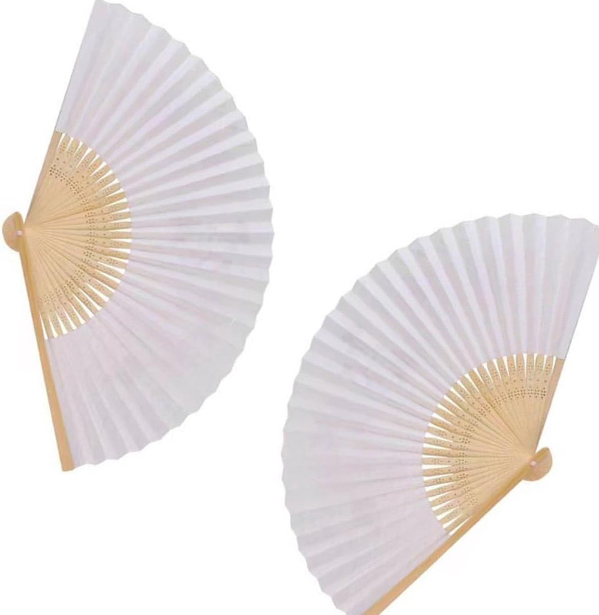 2 stuks handwaaiers, wit, bamboe en vintage design, perfect cadeau voor zomerfeesten en bruiloftsgasten