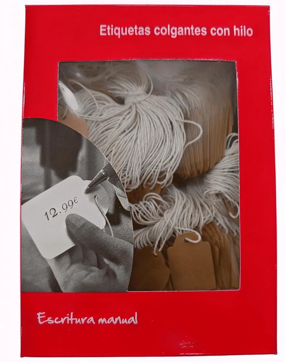 Doos met hangers van kraftpapierdraad, wit, gesorteerd met jute koord, prijskaartjes voor sieraden, cadeau, knutselen, Kerstmis, verjaardag (KRAFT, 45 x 65 mm - 300ET/CJ)