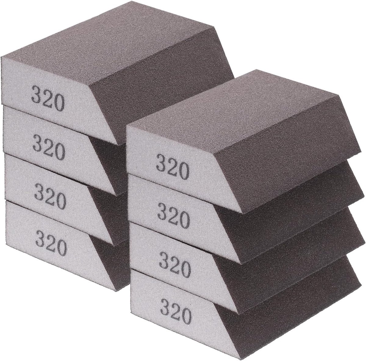 Schuurspons, 8 stuks, korrelgrootte 1500, met schuine rand, 10 x 7,1 cm, wasbaar en herbruikbaar sponsblok voor het polijsten van keuken, metaal, hout