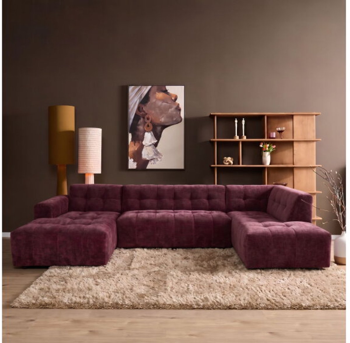MySofa Ruby U-bank Paars Lounge L + 2,5 + Ottomane R