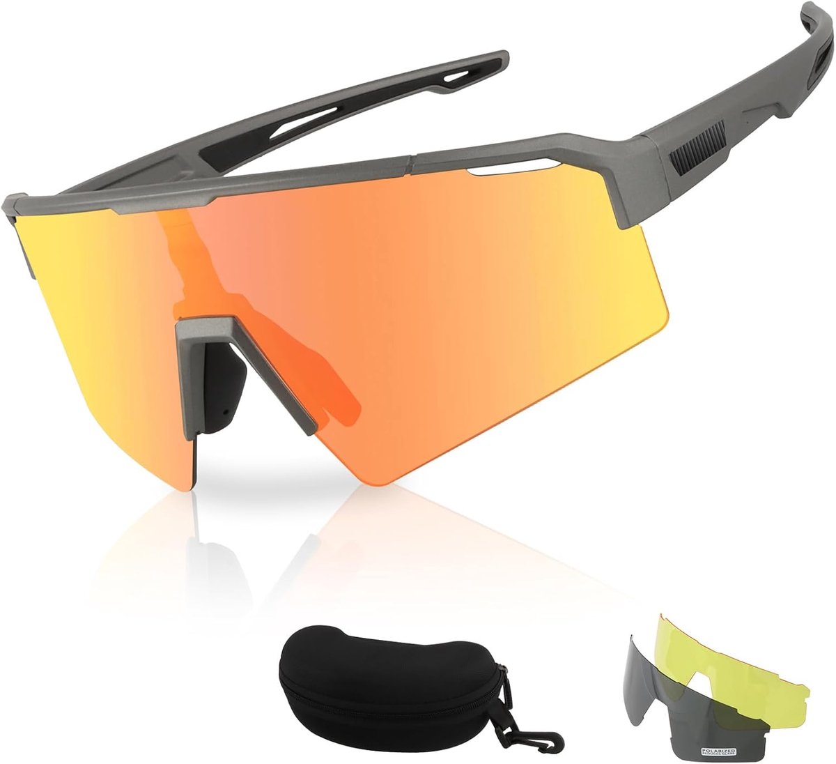 Glasses for Men Women, Cycling Eyewear for Baseball Running Cycling Glasses 3 Lenses