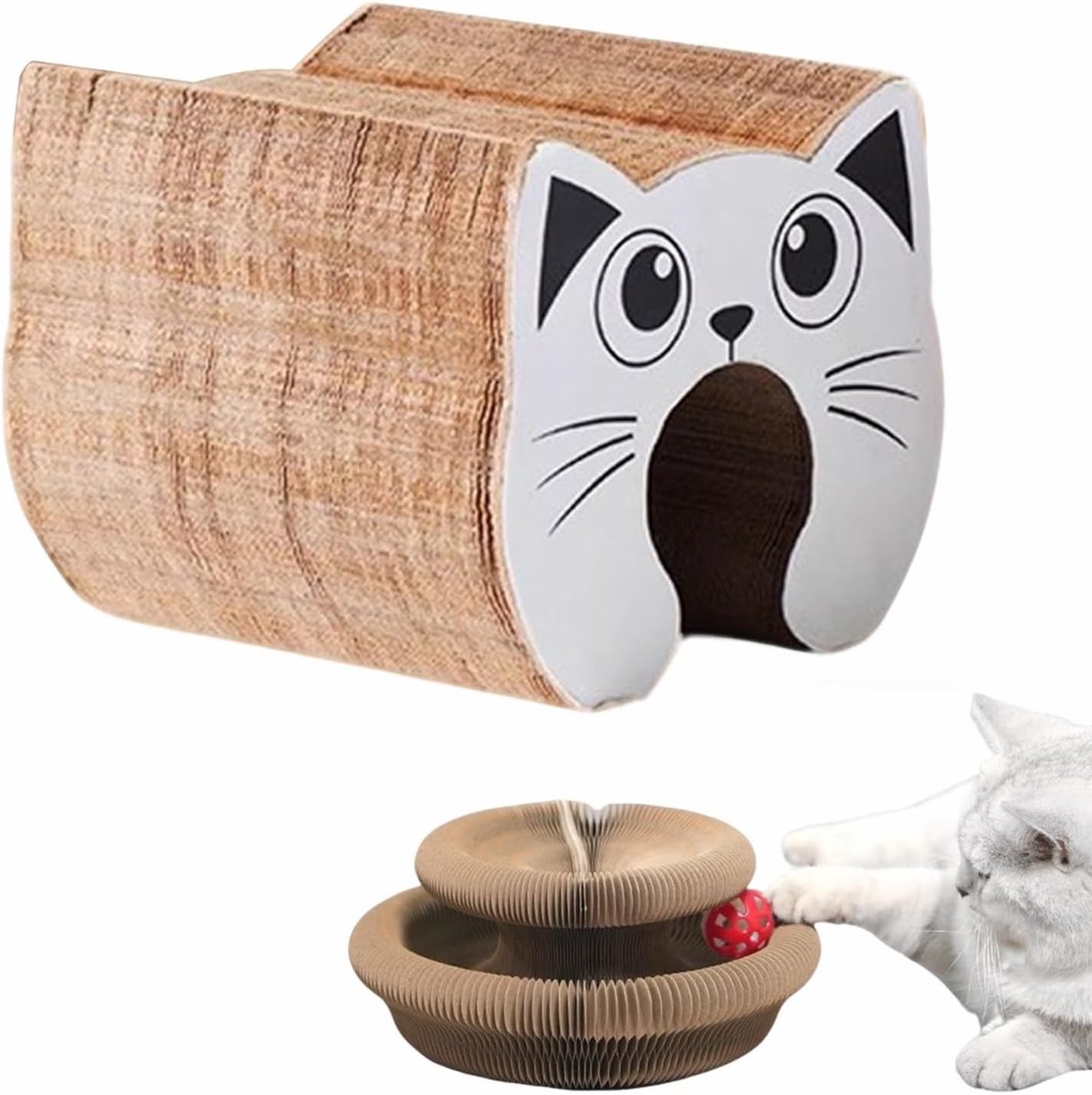 2 in 1 Magic Organ Kattenkrabplank, Kattenkrabber, met Belletjes, voor Katten, Krabplanken, Duurzaam, Recyclebaar