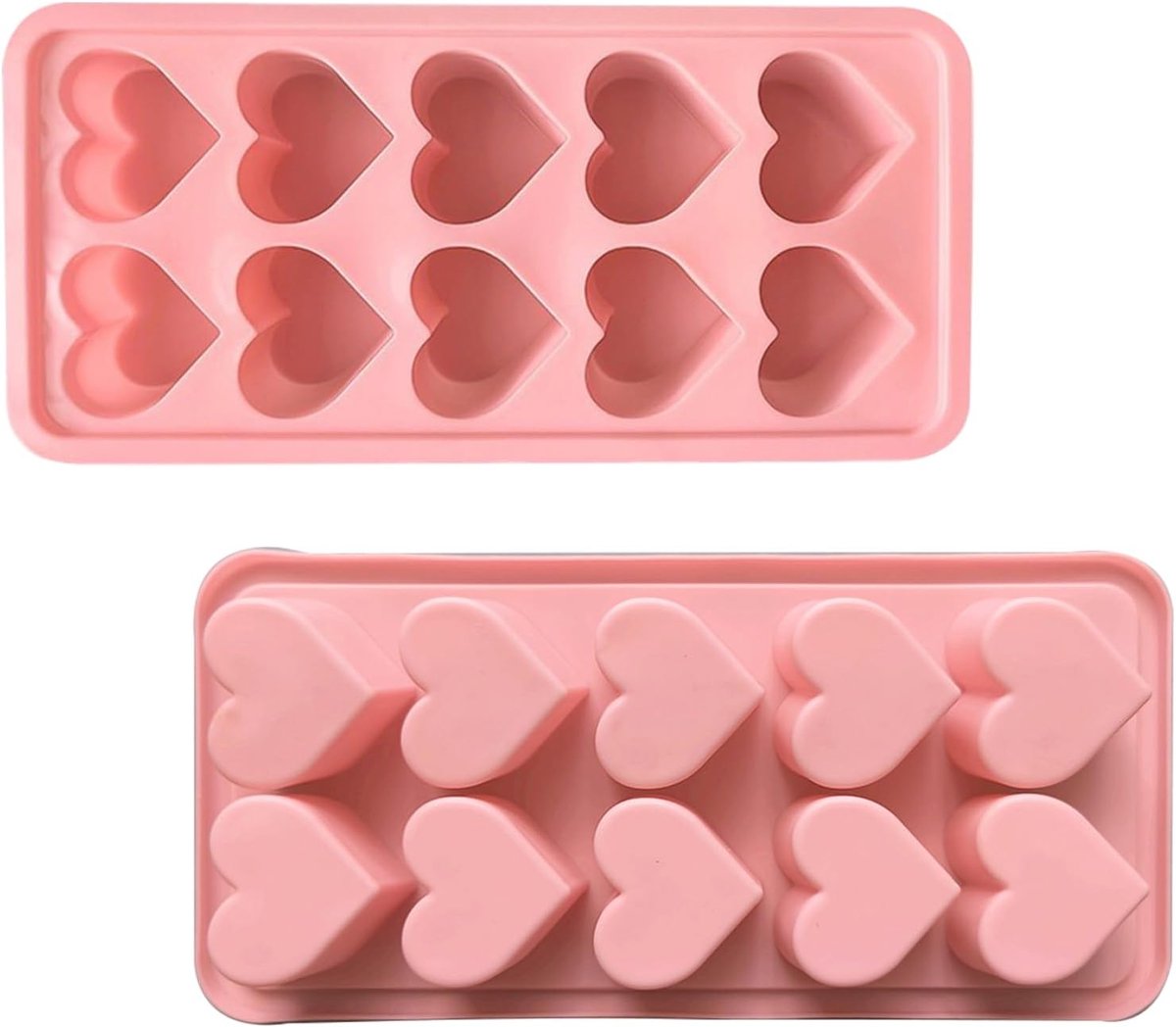2 stuks ijsblokjesvorm hart siliconen, ijsblokjesvorm siliconen, hart siliconen vormen, hartvorm, bakvorm, cakevorm, siliconen vorm ijsblokjes chocoladevorm oplossende hartvormen