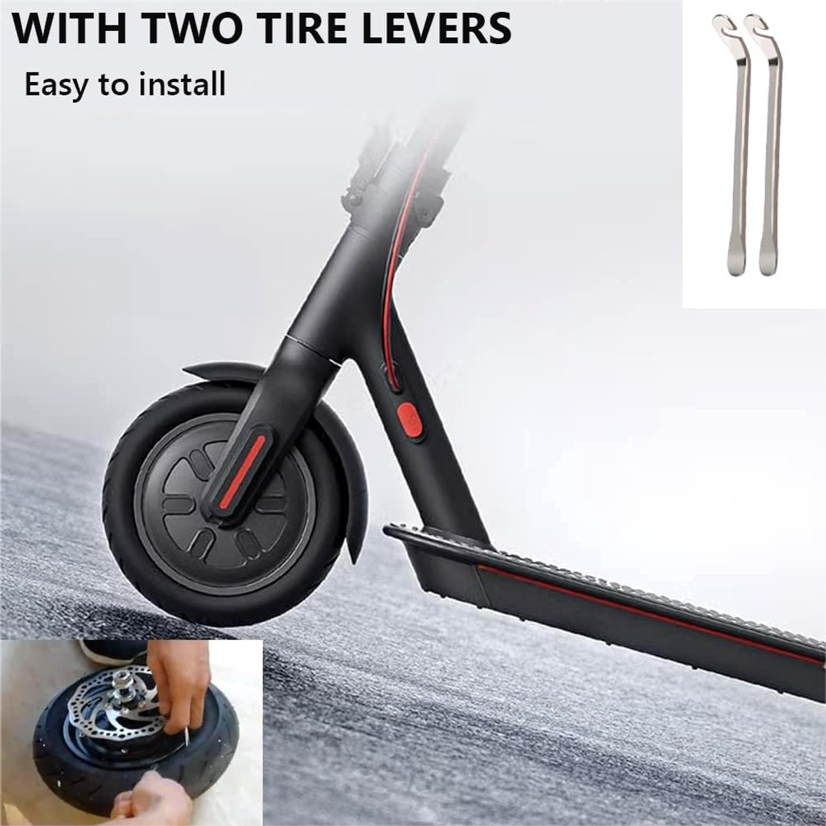 Sterkte scooterband 8 1/2 x2 verdikte binnenband voor Xiaomi M365/Pro/1S reservewielen met dubbele dikte voor elektrische scooters, met 2 bandensticks + steunafdekking