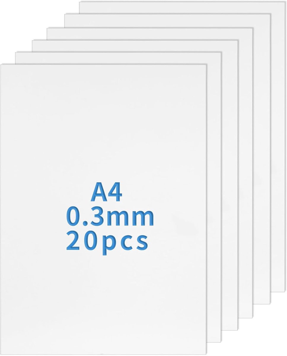 Plastic Vellen A4, Wit Polypropyleen, Dikte 0,3 mm, 21 x 29,7 cm, PP-kunststof vellen voor modelbouw, modellering, DIY-kunst en handwerk