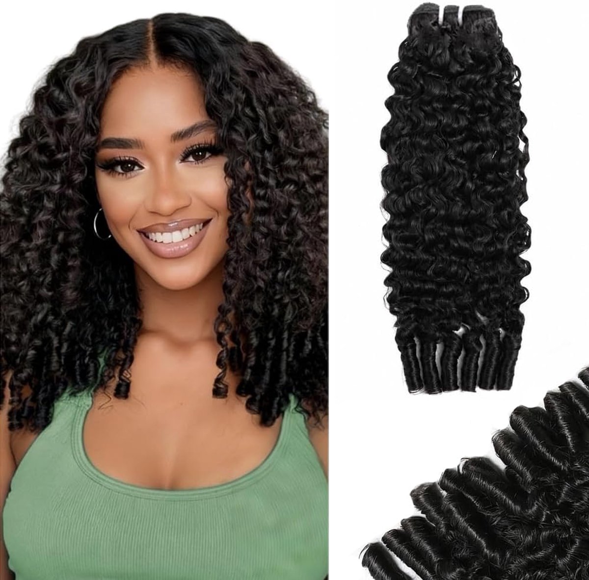 Hair Bundles Menselijk Haar Verlenging Burmese Curly #1B Natural Black Unprocessed Brazilian Virgin Human Hair Extensions Soft and Silky For Women 1 Bundle of 100G 12 Inch