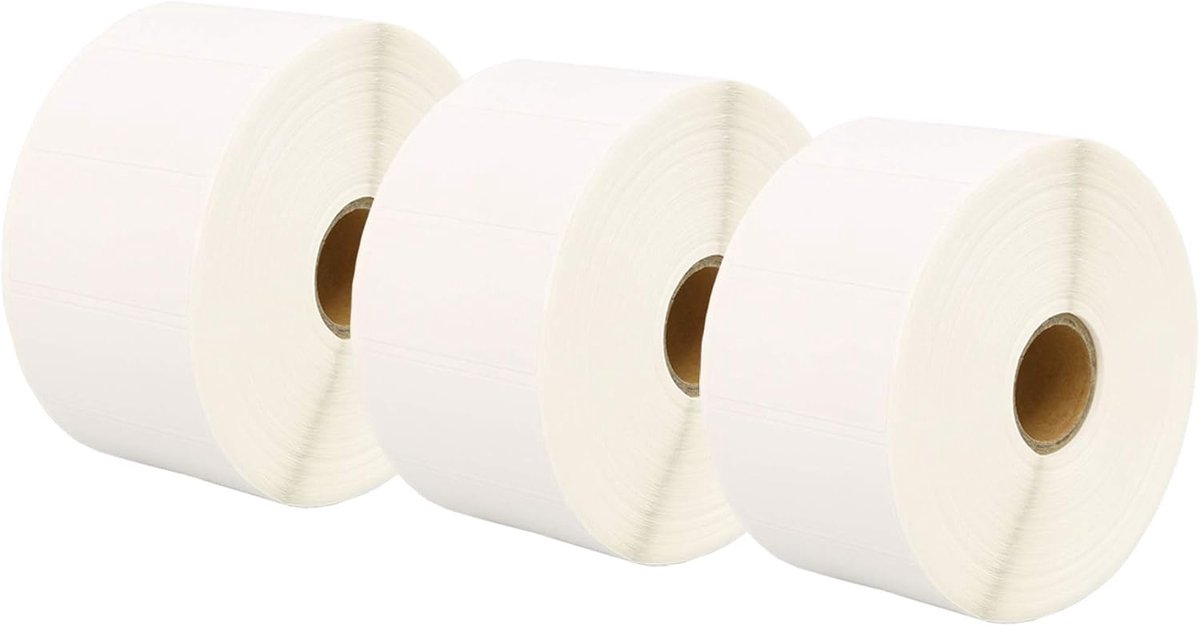 3 Rollen 50mm x 25mm Witte Direct Thermische Etiketten Compatibel met Zebra GK420d GK420t GC420d GX420d GX420t GC420t GX430t GT800 LP2844 TLP 2844 Citizen CL-S521 CL-S621 CL-S631 (1000 Stuks/Rol)